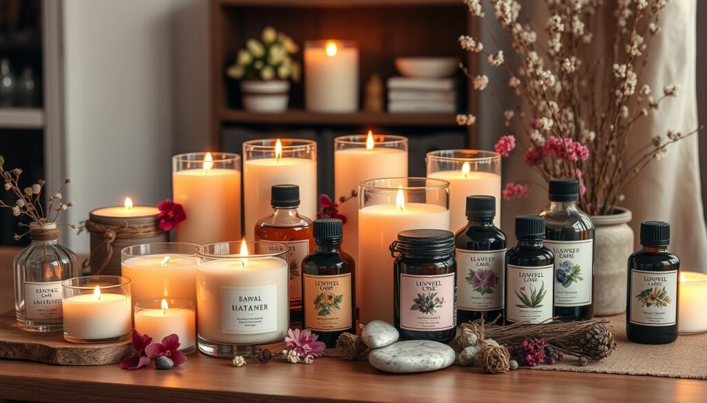 Home fragrance products candles and essential oils